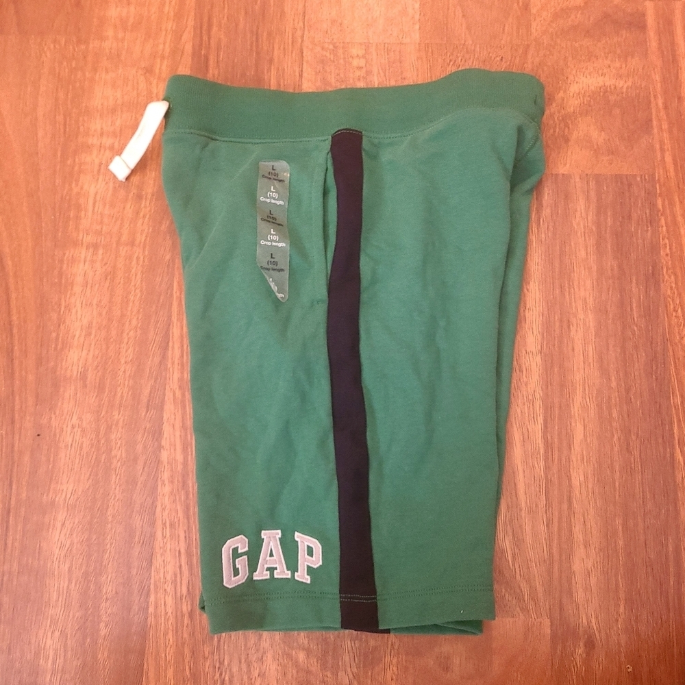 GAP Boys Size 10 Gap Logo French Terry Shorts Green with Blue Side Stripes